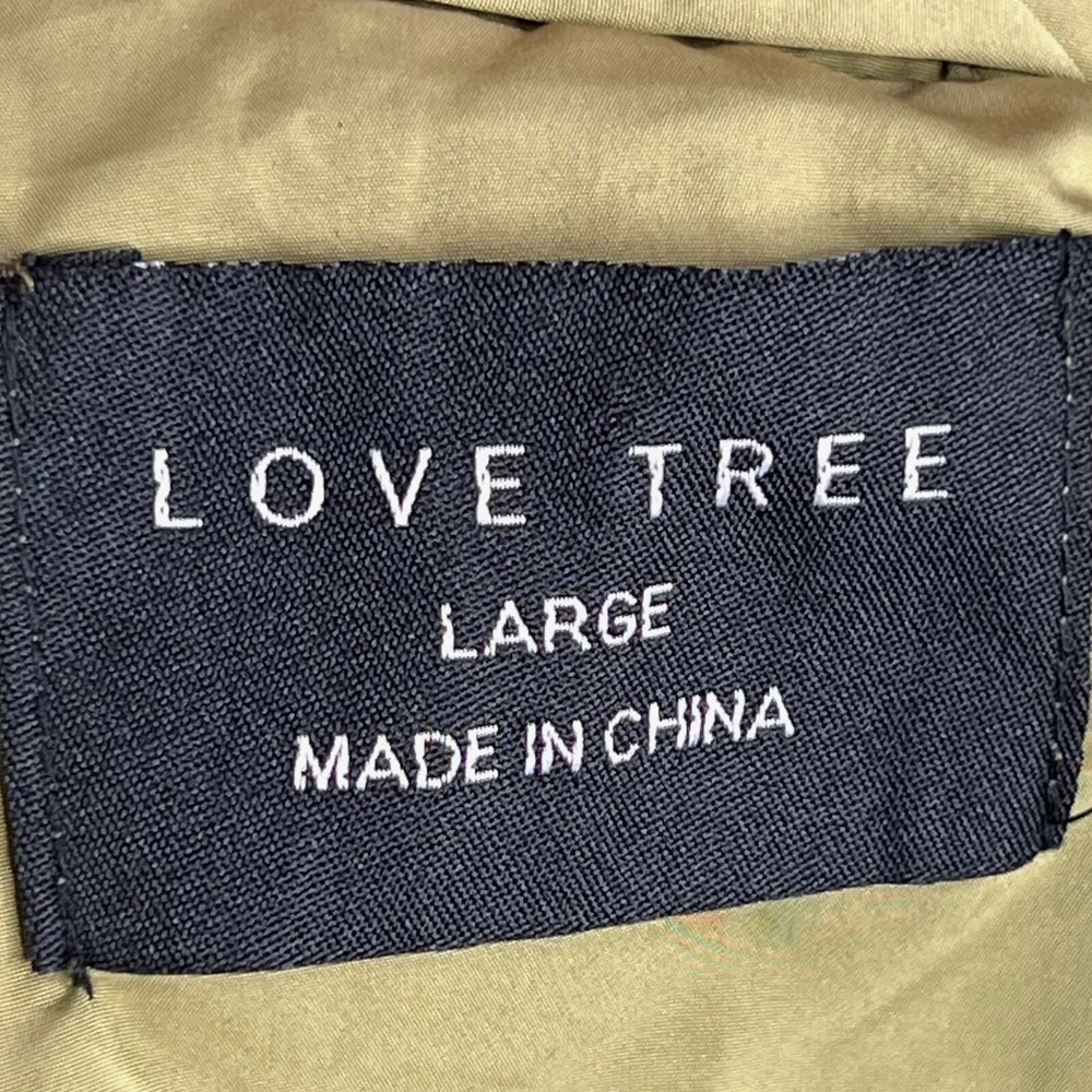 LOVE TREE Olive Green Lightweight Jacket LARGE with Hoodie‎ Transitional Fall - Picture 7 of 9